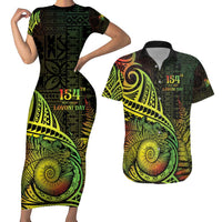 Personalised Fiji Lovoni Day Couples Matching Short Sleeve Bodycon Dress and Hawaiian Shirt 154th Years LT05 Reggae - Polynesian Pride