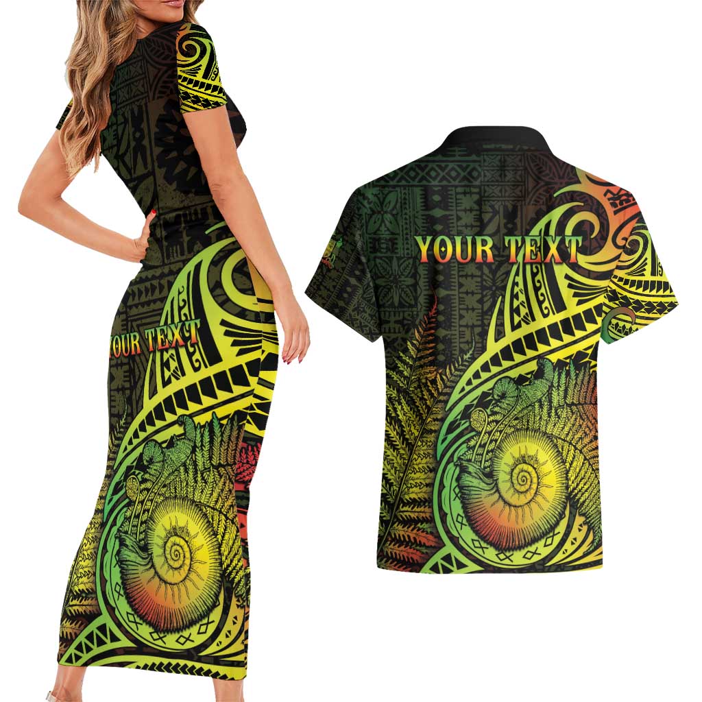Personalised Fiji Lovoni Day Couples Matching Short Sleeve Bodycon Dress and Hawaiian Shirt 154th Years LT05 - Polynesian Pride