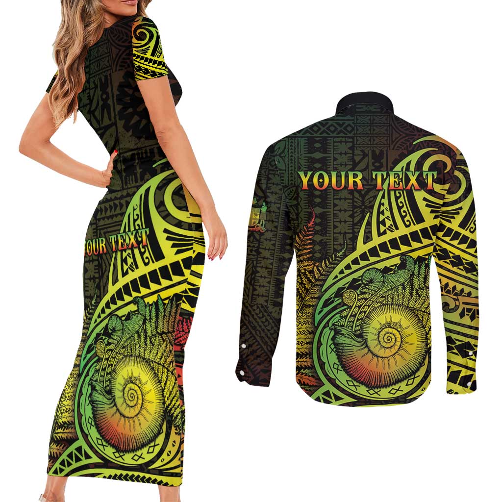 Personalised Fiji Lovoni Day Couples Matching Short Sleeve Bodycon Dress and Long Sleeve Button Shirt 154th Years LT05 - Polynesian Pride