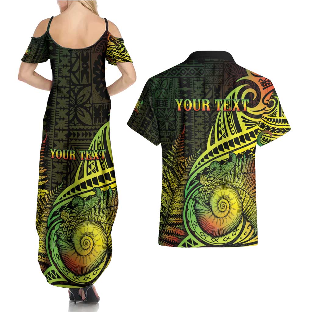 Personalised Fiji Lovoni Day Couples Matching Summer Maxi Dress and Hawaiian Shirt 154th Years LT05 - Polynesian Pride