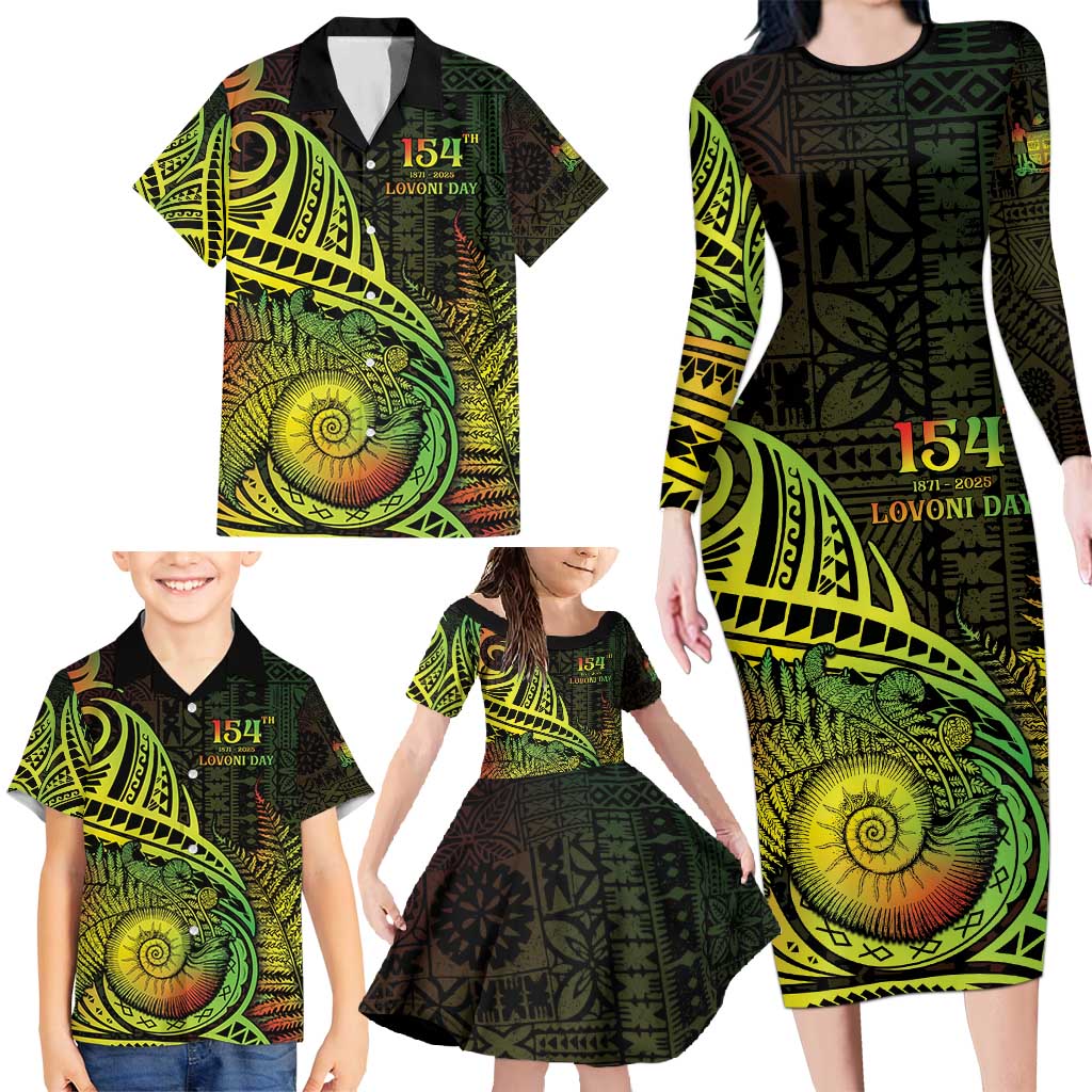 Personalised Fiji Lovoni Day Family Matching Long Sleeve Bodycon Dress and Hawaiian Shirt 154th Years LT05 - Polynesian Pride