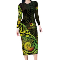Personalised Fiji Lovoni Day Family Matching Long Sleeve Bodycon Dress and Hawaiian Shirt 154th Years LT05 Mom's Dress Reggae - Polynesian Pride
