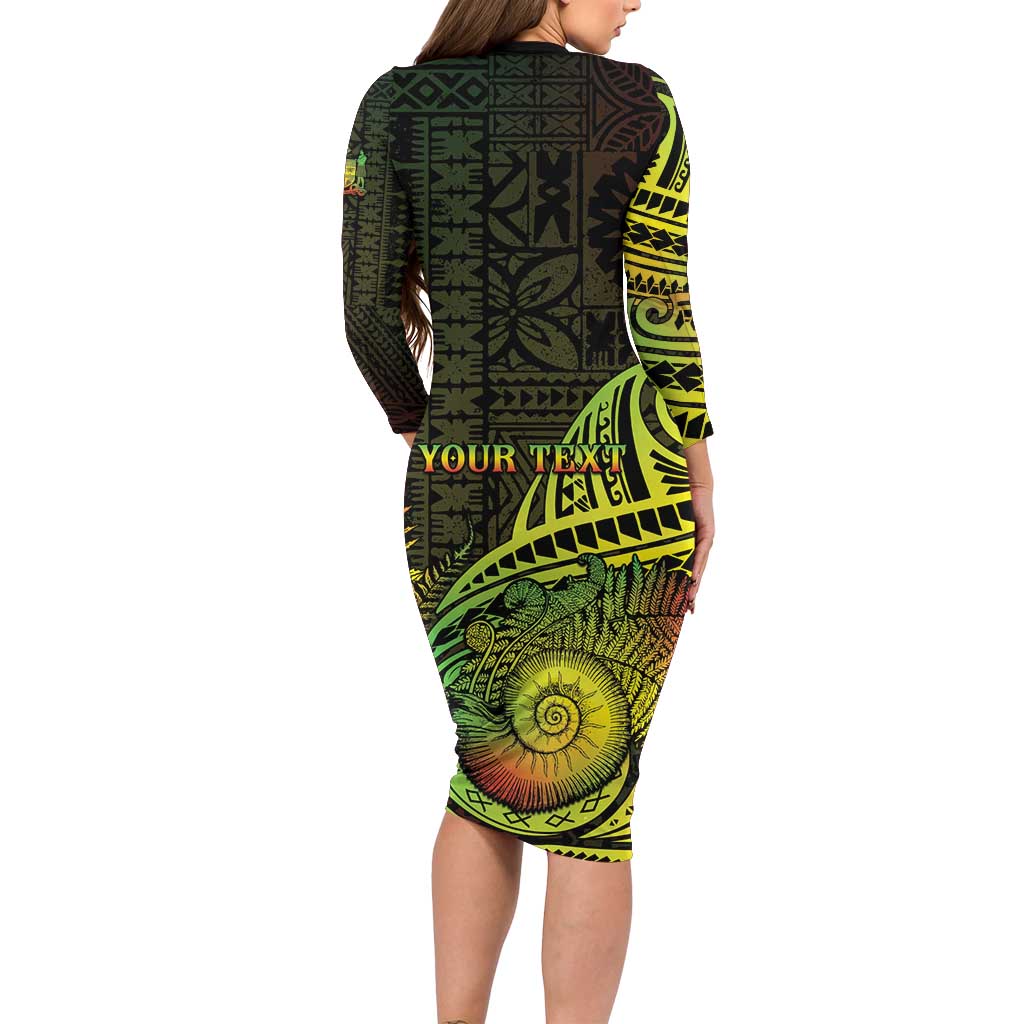 Personalised Fiji Lovoni Day Family Matching Long Sleeve Bodycon Dress and Hawaiian Shirt 154th Years LT05 - Polynesian Pride