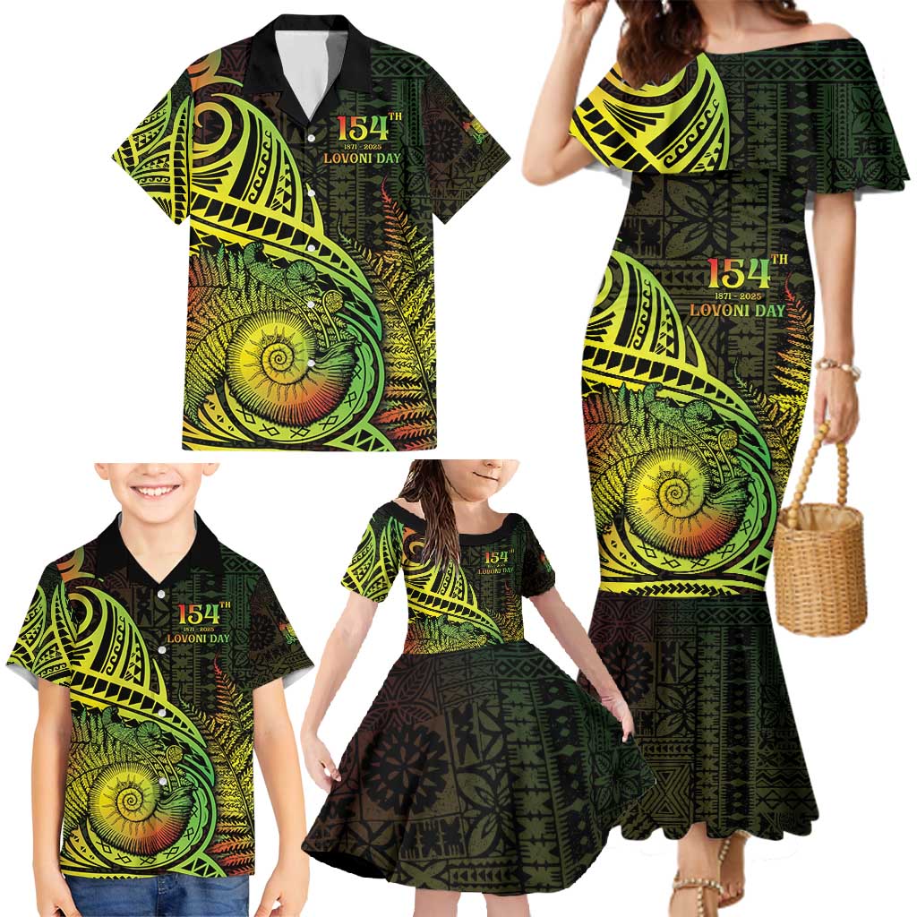 Personalised Fiji Lovoni Day Family Matching Mermaid Dress and Hawaiian Shirt 154th Years LT05 - Polynesian Pride