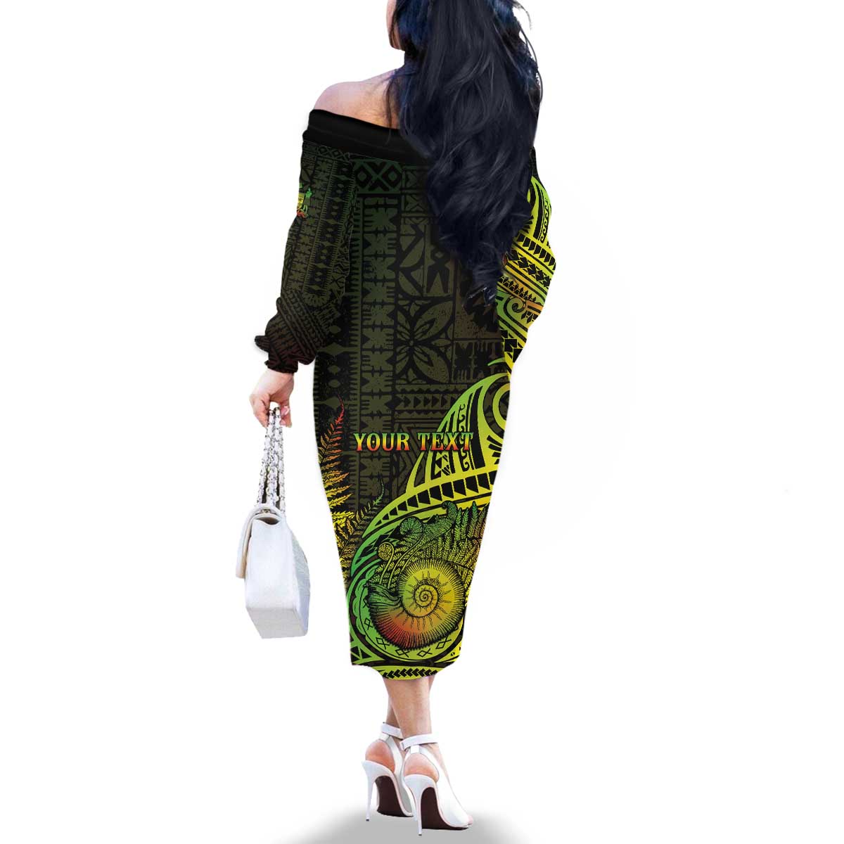 Personalised Fiji Lovoni Day Family Matching Off The Shoulder Long Sleeve Dress and Hawaiian Shirt 154th Years LT05 - Polynesian Pride