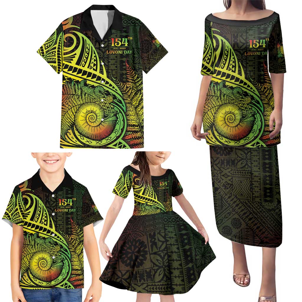Personalised Fiji Lovoni Day Family Matching Puletasi and Hawaiian Shirt 154th Years LT05 - Polynesian Pride
