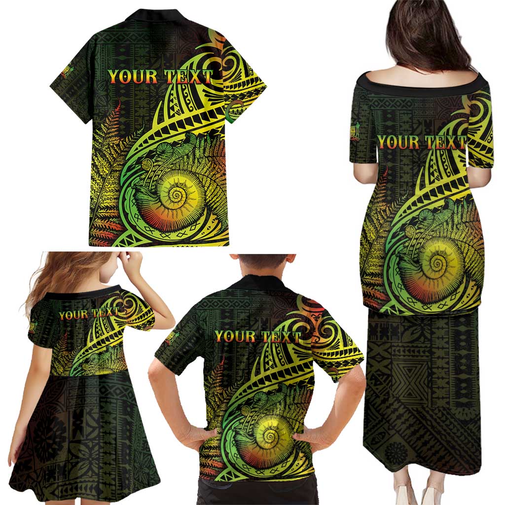 Personalised Fiji Lovoni Day Family Matching Puletasi and Hawaiian Shirt 154th Years LT05 - Polynesian Pride