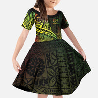 Personalised Fiji Lovoni Day Family Matching Short Sleeve Bodycon Dress and Hawaiian Shirt 154th Years LT05 Daughter's Dress Reggae - Polynesian Pride
