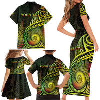 Personalised Fiji Lovoni Day Family Matching Short Sleeve Bodycon Dress and Hawaiian Shirt 154th Years LT05 - Polynesian Pride