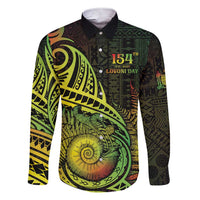 Personalised Fiji Lovoni Day Family Matching Short Sleeve Bodycon Dress and Hawaiian Shirt 154th Years LT05 Dad's Shirt - Long Sleeve Reggae - Polynesian Pride