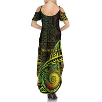 Personalised Fiji Lovoni Day Family Matching Summer Maxi Dress and Hawaiian Shirt 154th Years LT05 - Polynesian Pride