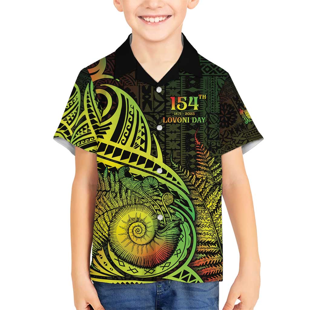 Personalised Fiji Lovoni Day Family Matching Summer Maxi Dress and Hawaiian Shirt 154th Years LT05 Son's Shirt Reggae - Polynesian Pride