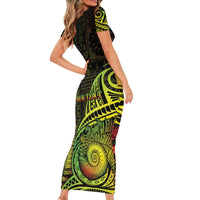 Personalised Fiji Lovoni Day Short Sleeve Bodycon Dress 154th Years
