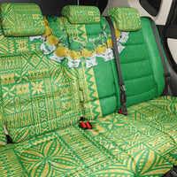 Fiji Lovoni Back Car Seat Cover Fijian Tapa Salusalu Green Glitter LT05 - Polynesian Pride