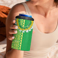 Fiji Lovoni 4 in 1 Can Cooler Tumbler Fijian Tapa Salusalu Green Glitter LT05 - Polynesian Pride
