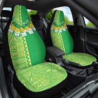 Fiji Lovoni Car Seat Cover Fijian Tapa Salusalu Green Glitter LT05 One Size Green - Polynesian Pride