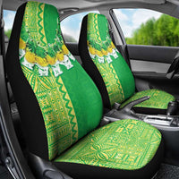 Fiji Lovoni Car Seat Cover Fijian Tapa Salusalu Green Glitter LT05 - Polynesian Pride