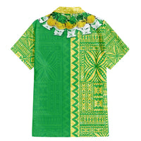 Fiji Lovoni Family Matching Mermaid Dress and Hawaiian Shirt Fijian Tapa Salusalu Green Glitter LT05 - Polynesian Pride