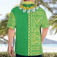 Fiji Lovoni Hawaiian Shirt Fijian Tapa Salusalu Green Glitter LT05 - Polynesian Pride