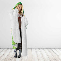 Fiji Lovoni Hooded Blanket Fijian Tapa Salusalu Green Glitter