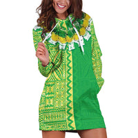 Fiji Lovoni Hoodie Dress Fijian Tapa Salusalu Green Glitter LT05 Green - Polynesian Pride