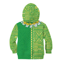 Fiji Lovoni Kid Hoodie Fijian Tapa Salusalu Green Glitter LT05 - Polynesian Pride