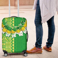 Fiji Lovoni Luggage Cover Fijian Tapa Salusalu Green Glitter LT05 Green - Polynesian Pride