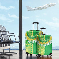 Fiji Lovoni Luggage Cover Fijian Tapa Salusalu Green Glitter LT05 - Polynesian Pride