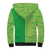 Fiji Lovoni Sherpa Hoodie Fijian Tapa Salusalu Green Glitter LT05 - Polynesian Pride