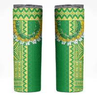 Fiji Lovoni Skinny Tumbler Fijian Tapa Salusalu Green Glitter LT05 Green - Polynesian Pride