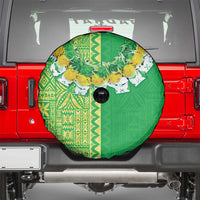 Fiji Lovoni Spare Tire Cover Fijian Tapa Salusalu Green Glitter LT05 - Polynesian Pride