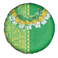 Fiji Lovoni Spare Tire Cover Fijian Tapa Salusalu Green Glitter LT05 - Polynesian Pride