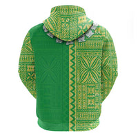 Fiji Lovoni Zip Hoodie Fijian Tapa Salusalu Green Glitter LT05 - Polynesian Pride