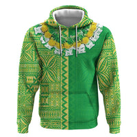 Fiji Lovoni Zip Hoodie Fijian Tapa Salusalu Green Glitter LT05 Pullover Hoodie Green - Polynesian Pride