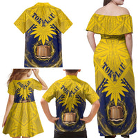 Tokelau Tokehega Day Family Matching Off Shoulder Maxi Dress and Hawaiian Shirt National Badge Special Style LT05 - Polynesian Pride