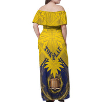 Tokelau Tokehega Day Family Matching Off Shoulder Maxi Dress and Hawaiian Shirt National Badge Special Style LT05 - Polynesian Pride