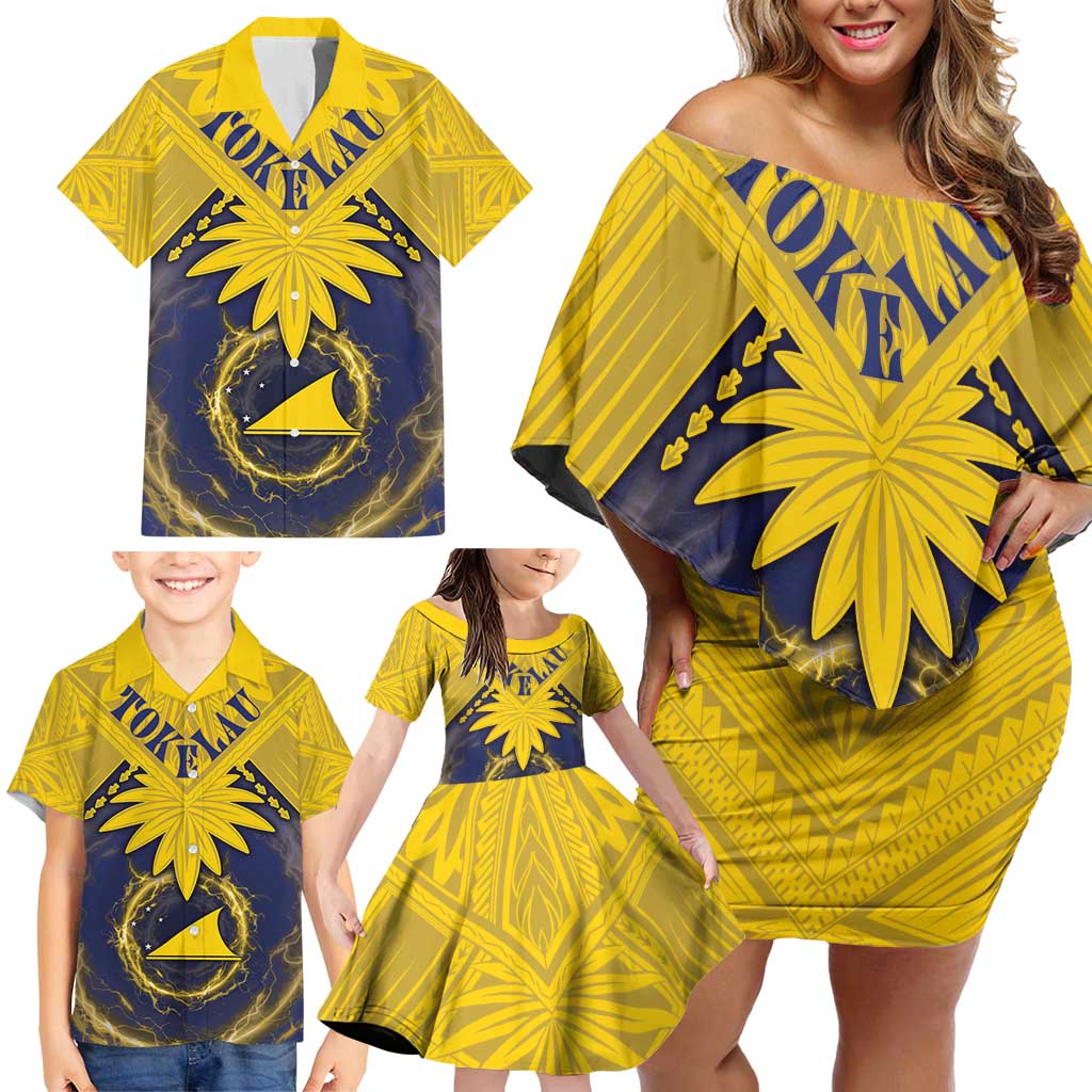 Tokelau Tokehega Day Family Matching Off Shoulder Short Dress and Hawaiian Shirt National Badge Special Style LT05 - Polynesian Pride