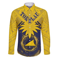 Tokelau Tokehega Day Family Matching Short Sleeve Bodycon Dress and Hawaiian Shirt National Badge Special Style LT05 Dad's Shirt - Long Sleeve Yellow - Polynesian Pride