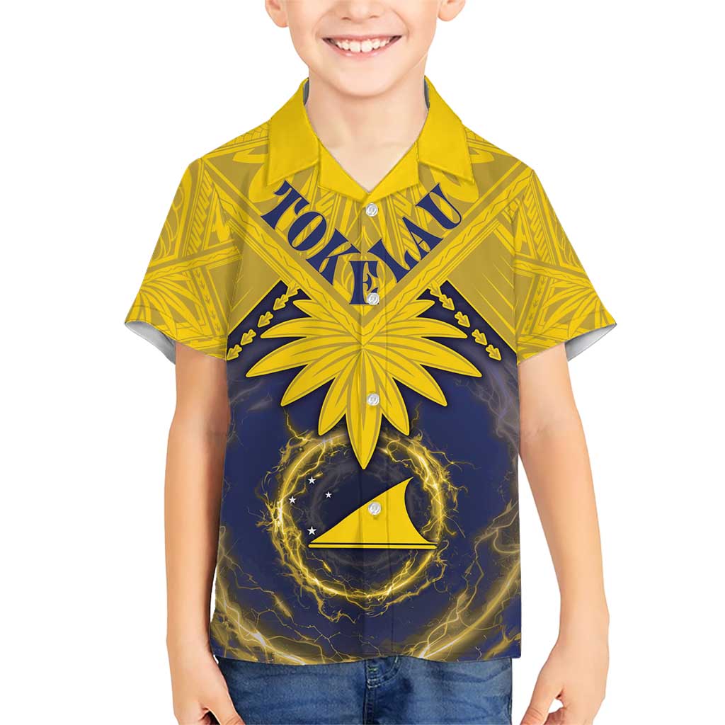 Tokelau Tokehega Day Family Matching Short Sleeve Bodycon Dress and Hawaiian Shirt National Badge Special Style LT05 Son's Shirt Yellow - Polynesian Pride