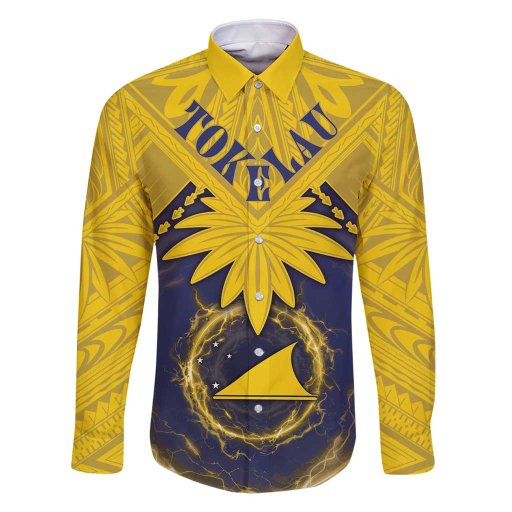Tokelau Tokehega Day Family Matching Tank Maxi Dress and Hawaiian Shirt National Badge Special Style LT05 Dad's Shirt - Long Sleeve Yellow - Polynesian Pride