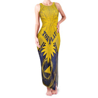 Tokelau Tokehega Day Family Matching Tank Maxi Dress and Hawaiian Shirt National Badge Special Style LT05 Mom's Dress Yellow - Polynesian Pride
