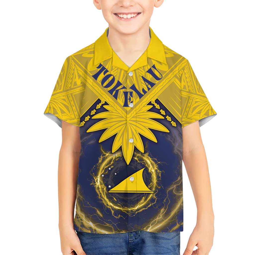 Tokelau Tokehega Day Family Matching Tank Maxi Dress and Hawaiian Shirt National Badge Special Style LT05 Son's Shirt Yellow - Polynesian Pride