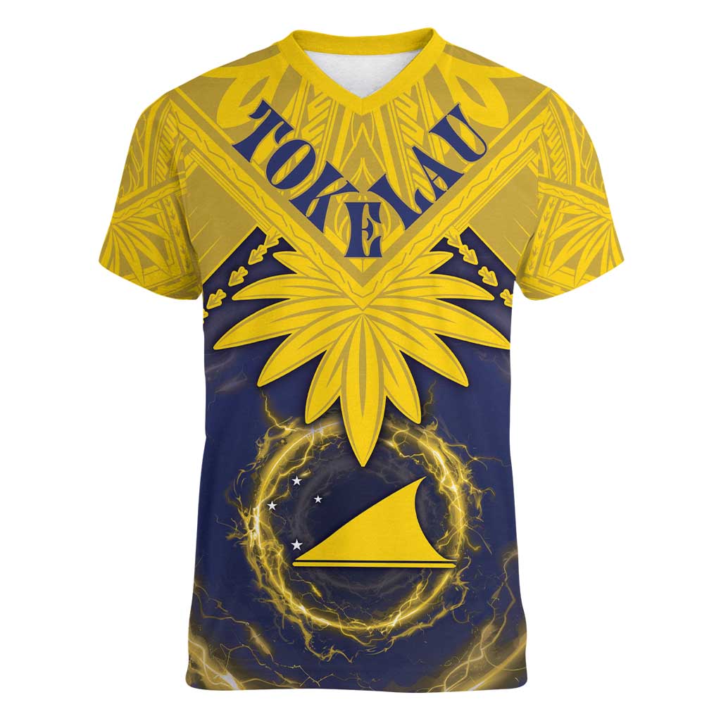 Tokelau Tokehega Day Women V-Neck T-Shirt National Badge Special Style LT05 Female Yellow - Polynesian Pride