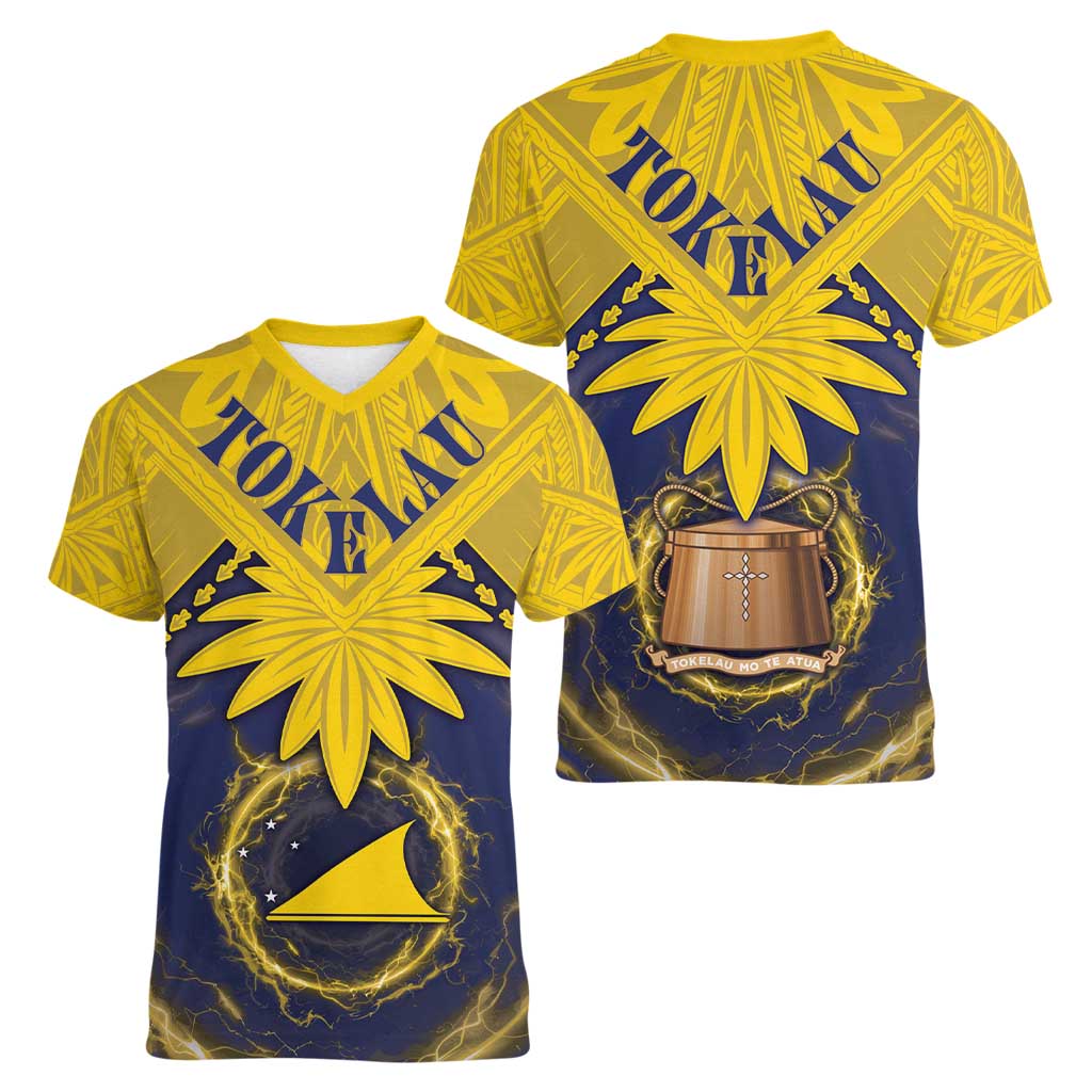 Tokelau Tokehega Day Women V-Neck T-Shirt National Badge Special Style LT05 - Polynesian Pride