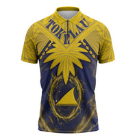 Tokelau Tokehega Day Zipper Polo Shirt National Badge Special Style LT05 Yellow - Polynesian Pride
