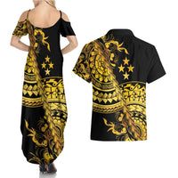 Kosrae Liberation Day Couples Matching Summer Maxi Dress and Hawaiian Shirt Polynesian Floral Tattoo LT05 - Polynesian Pride