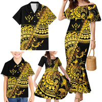 Kosrae Liberation Day Family Matching Mermaid Dress and Hawaiian Shirt Polynesian Floral Tattoo LT05 - Polynesian Pride