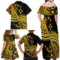 Kosrae Liberation Day Family Matching Off Shoulder Maxi Dress and Hawaiian Shirt Polynesian Floral Tattoo LT05 - Polynesian Pride
