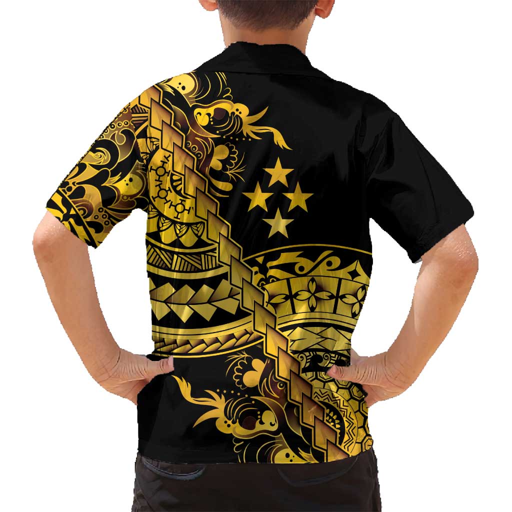 Kosrae Liberation Day Family Matching Puletasi and Hawaiian Shirt Polynesian Floral Tattoo LT05 - Polynesian Pride