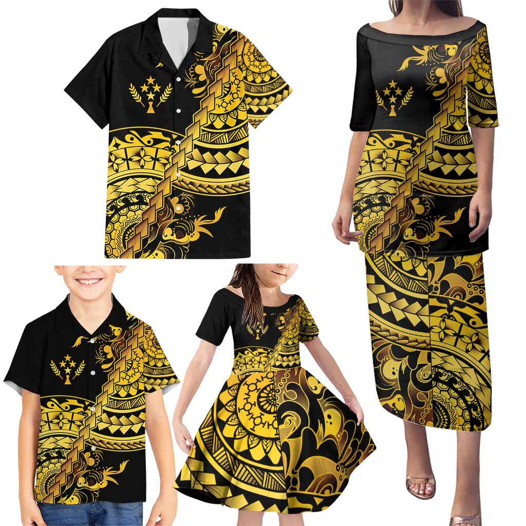 Kosrae Liberation Day Family Matching Puletasi and Hawaiian Shirt Polynesian Floral Tattoo LT05 - Polynesian Pride